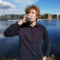 Picture of a start-up founder drinking
